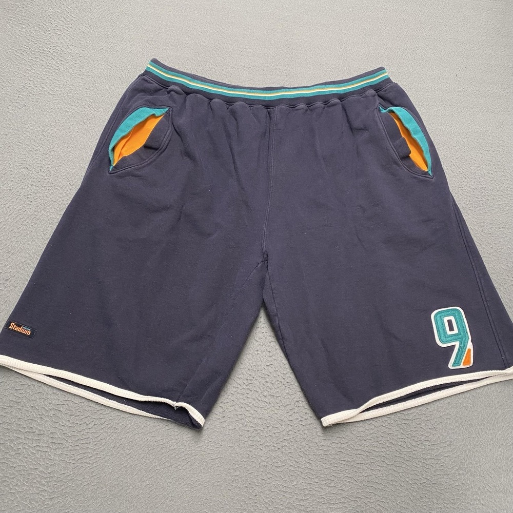 Akademiks Stadium Division Shorts Mens XL Blue Sweat Athletic Number 9 Pockets